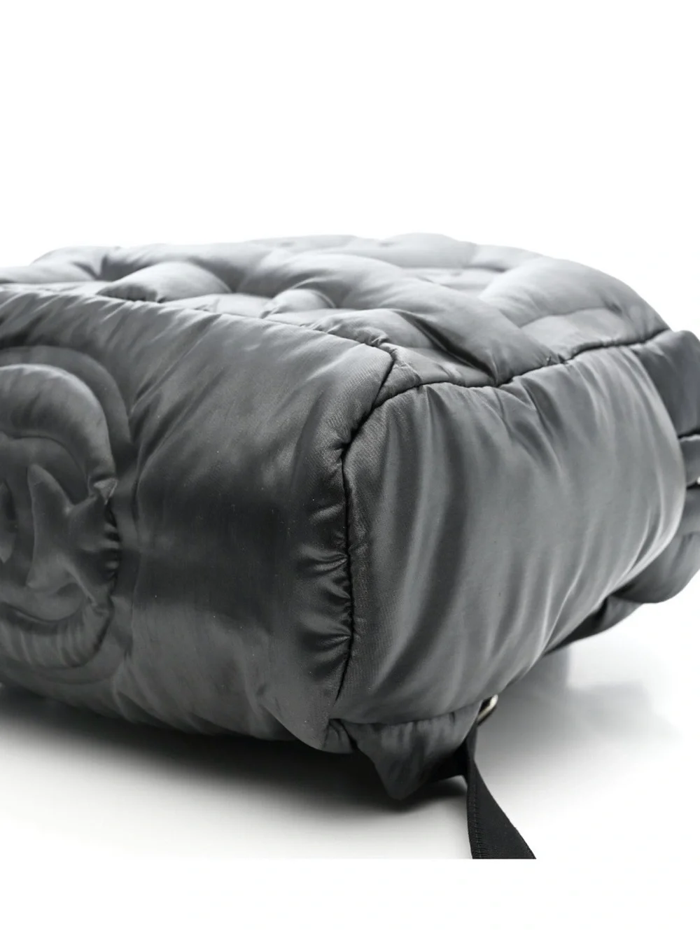Chanel grey Black Quilted Logo Backpack